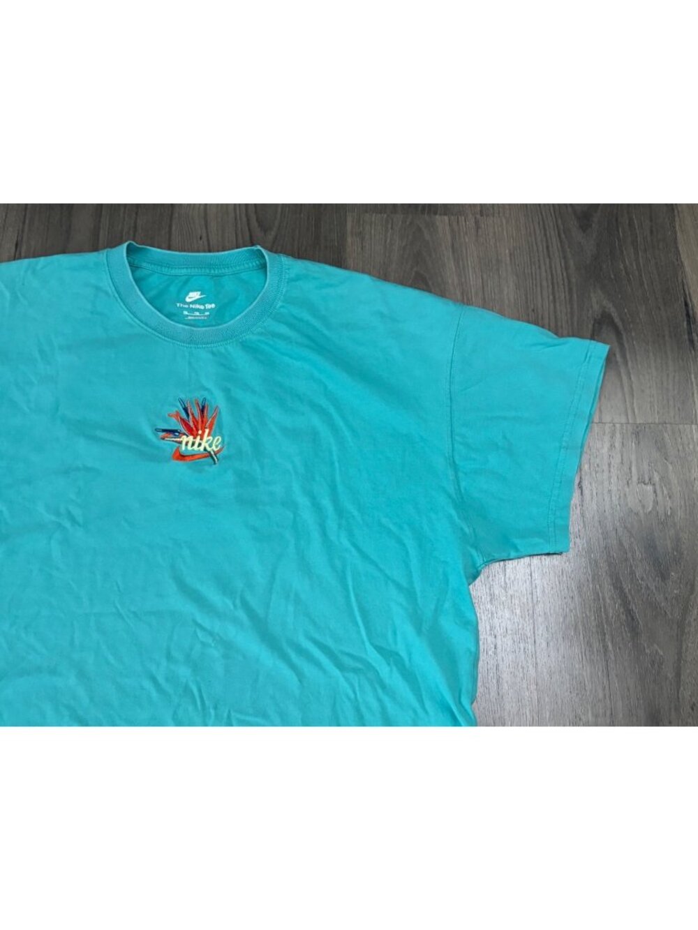 Nike Bowerman Series Paradise Plant Embroidered T Shirt Blue 2XL